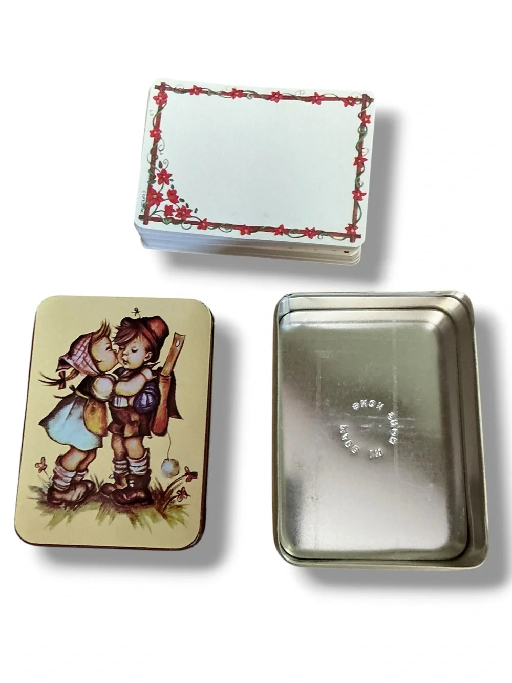 Vintage Tin with Note Paper Hummel First Kiss Designed on Tin